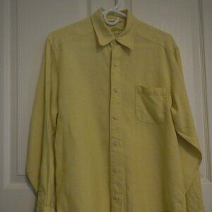 Tommy Bahama small men's yellow 100% linen long sleeve shirt